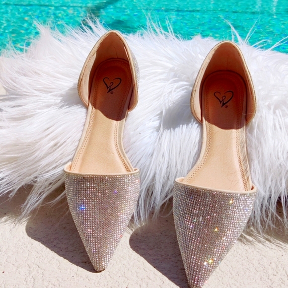 Windsor Shoes - Windsor rhinestone sparkle pointy toe mule flats